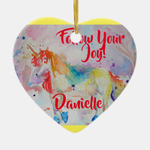 Rainbow Unicorn Aquarelle Enfants Nom Décoration