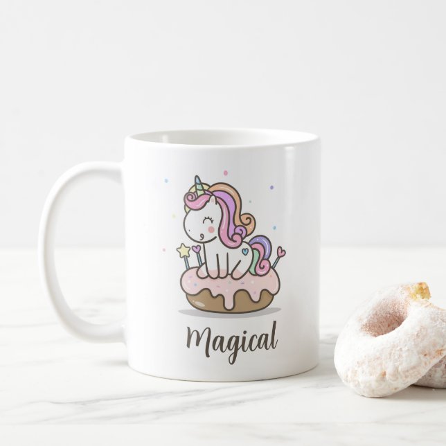 Rainbow Unicorn Cake Mug de café magique (Avec donut)