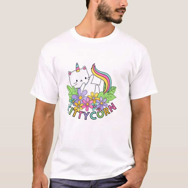 Rainbow Unicorn Cat Kittycorn Long Sleeve T-Shirt (Devant)