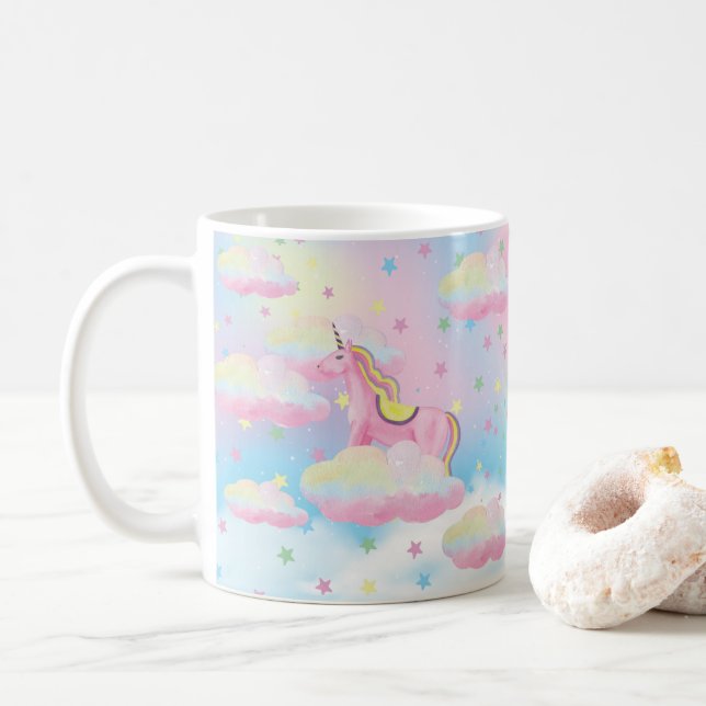 Rainbow Unicorn Cloud Mug (Avec donut)