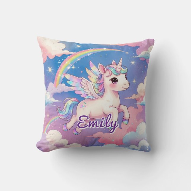 Rainbow Unicorn Coussin Carré personnalisé (Recto)