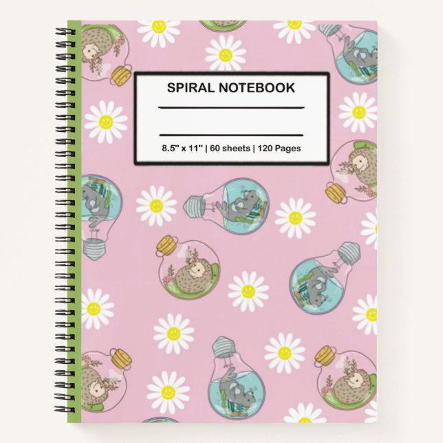 Rainbow Unicorn et Kawaii Animaux Carnet spiral (Devant)