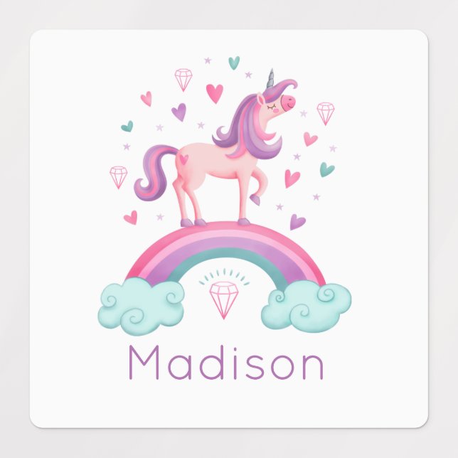 Rainbow Unicorn Étiquette (Design 1)