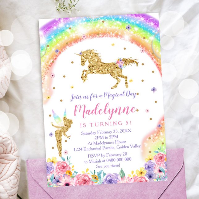Rainbow Unicorn Fairy Birthday Invitation (Créateur téléchargé)
