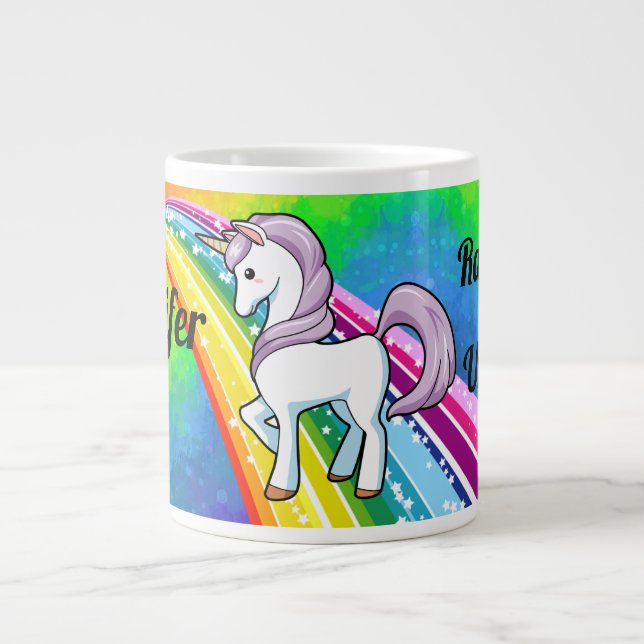Rainbow Unicorn Girl's Cup Personnalisez NAME Mug (Devant)