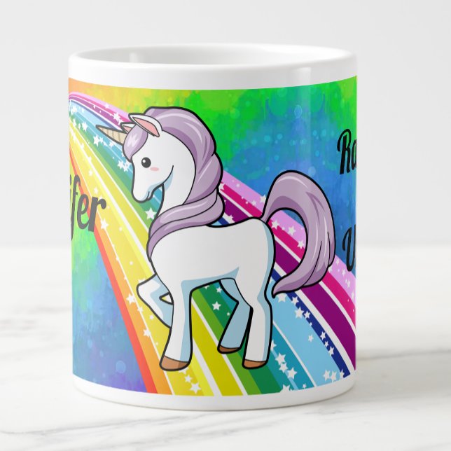 Rainbow Unicorn Girl's Cup Personnalisez NAME Mug (Créateur téléchargé)