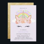 Rainbow Unicorn Invitation Anniversaire Pink Gold<br><div class="desc">Y a-t-il quelque chose de plus magique que les arcs-en-ciel et les licornes ? Célébrez l’anniversaire de votre enfant avec style grâce à notre unique Rainbow Unicorn Birthday Invitation Pink Gold. Nous avons une grande variété de couleurs,  de styles et d'options pour convenir à chaque personnalité,  style et budget.</div>