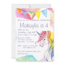 Rainbow Unicorn Invitation d'anniversaire