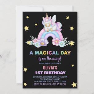 Rainbow Unicorn Invitations d'anniversaire