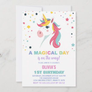 Rainbow Unicorn Invitations d'anniversaire