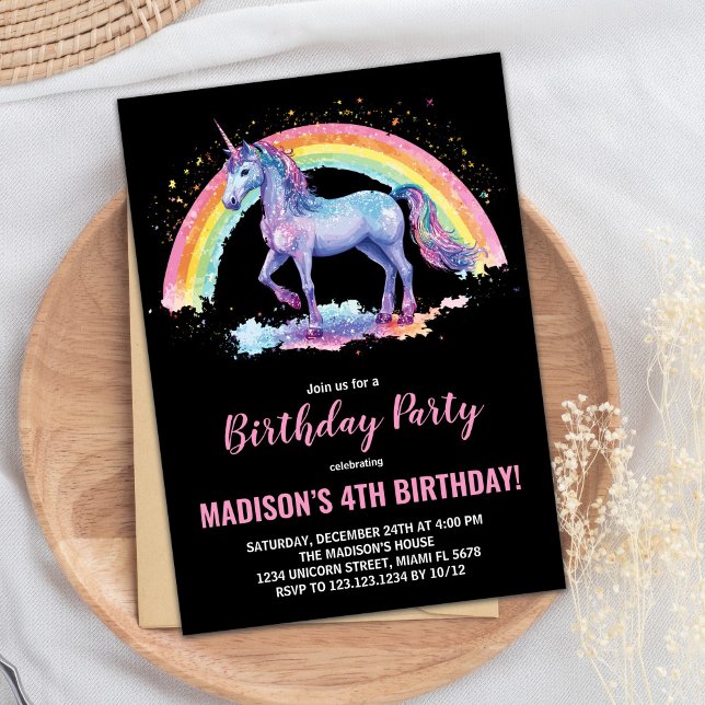 Rainbow Unicorn Invitations d'anniversaire (Rainbow Unicorn Birthday Invitations)