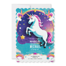 Rainbow Unicorn Invitations d'anniversaire - Magiq