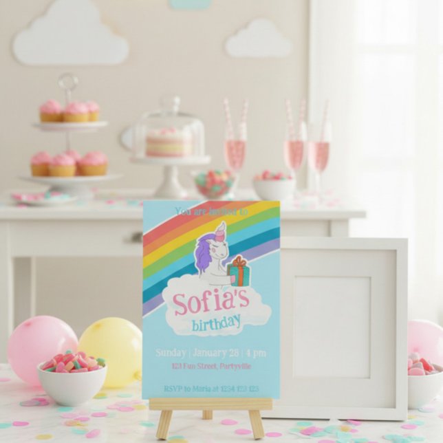 Rainbow Unicorn Kids Party Invitation (Créateur téléchargé)