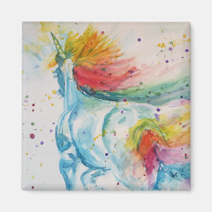 Rainbow Unicorn licorn art Watercolor Magnet