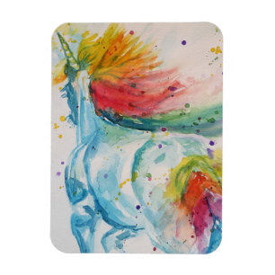 Rainbow Unicorn licorn art Watercolor Magnet