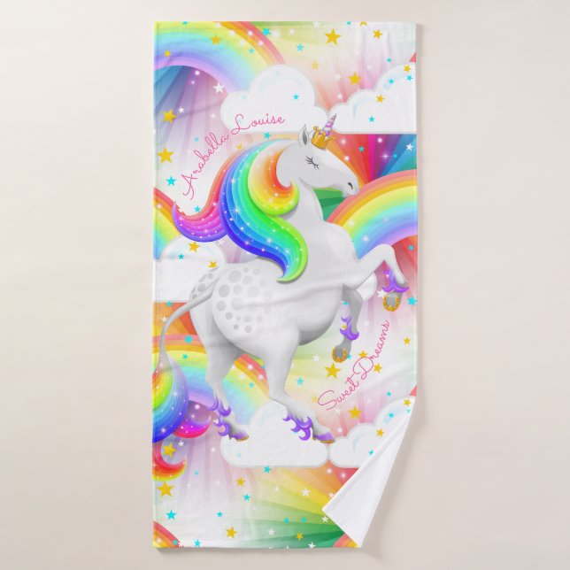 Rainbow Unicorn Princess Starburst Salle de bain (Serviette de bain)
