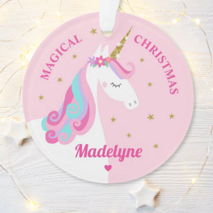 Rainbow Unicorn rose de Noël magique