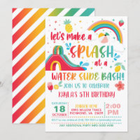 Rainbow Water Slide Anniversaire Invitation