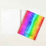 Rainbow Watercolor Stripes Design Monogramme Plann<br><div class="desc">Arc en arc-en-ciel Rayures Design Monogramme Planificateur Choisissez la taille, la couverture (dure ou molle) dans le menu des options</div>