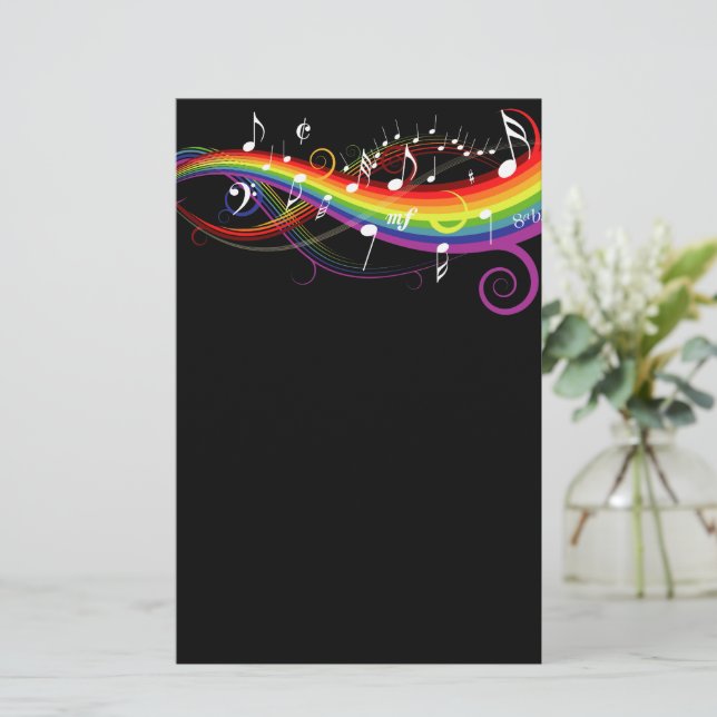 Rainbow White Music Notes sur Black (Debout devant)