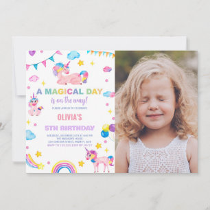 Rainbows drapeaux Unicorn Anniversaire Invitations