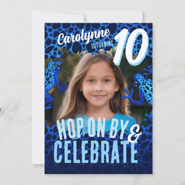 Rainforest Frog 10th Birthday Photo Invitation - B (Devant)