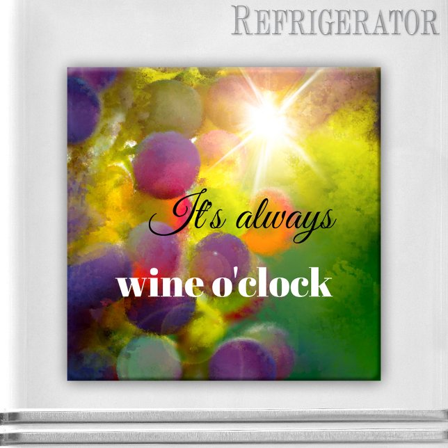 Raisin personnalisé Amateur de vin Magnet d'art (A colorful and happy fridge magnet, featuring a painting of grapes in the sun)