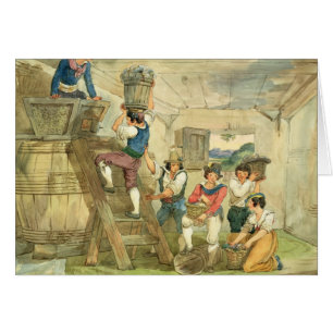 Raisin-récolteuses portant des raisins à la pres