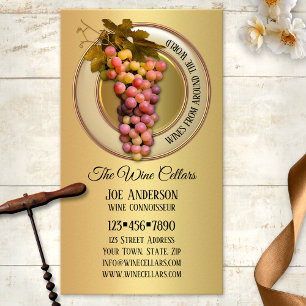 Raisins Colorés sur Carte de Visite Thème Vin Doré
