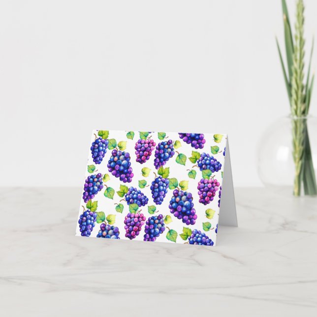 Raisins groovy aquarelle fruit Invitation pliée (Devant)
