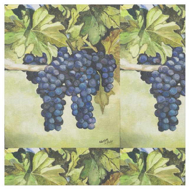 Raisins sur le tissu d'art de vigne (Fermer)