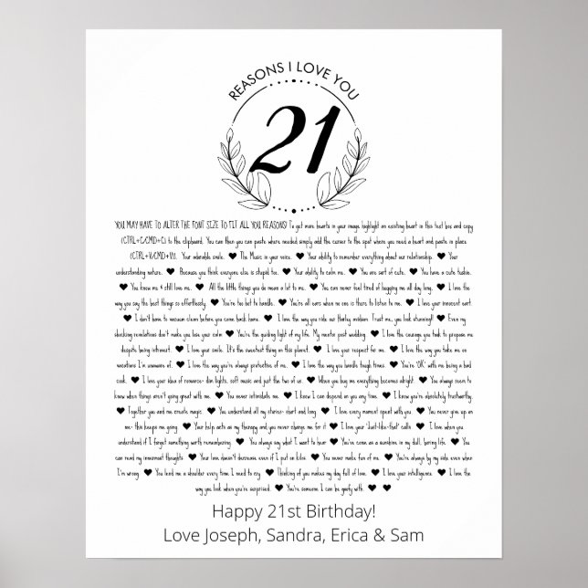 raisons pour lesquelles j'aime votre affiche d'ann (Devant)