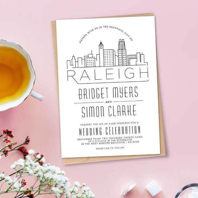 Raleigh Mariage | Invitation Skyline stylisée (Créateur téléchargé)