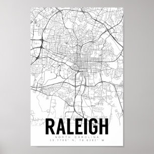 Raleigh NC Minimaliste Carte Poster