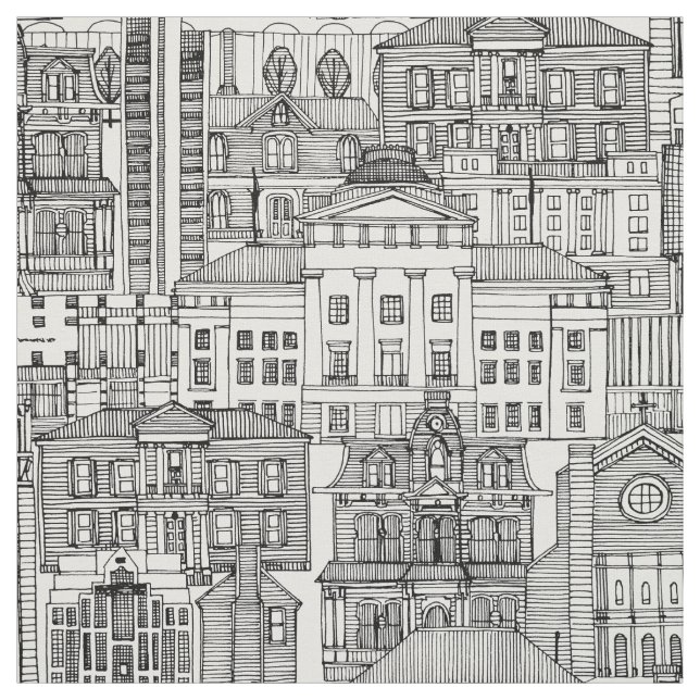 Raleigh NC toile noir blanc tissu (Échantillon)