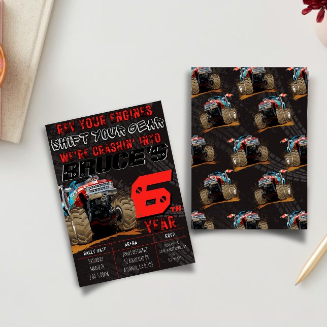 Rallye Camion Enfants Monster Invitation de fête d (Créateur téléchargé)