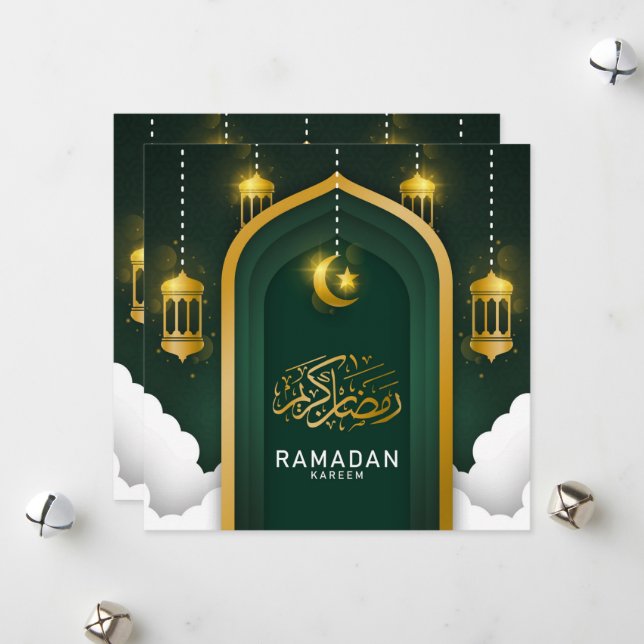 Ramadan Kareem carte de voeux/carte postale #5 (Devant/Arrière en situation)