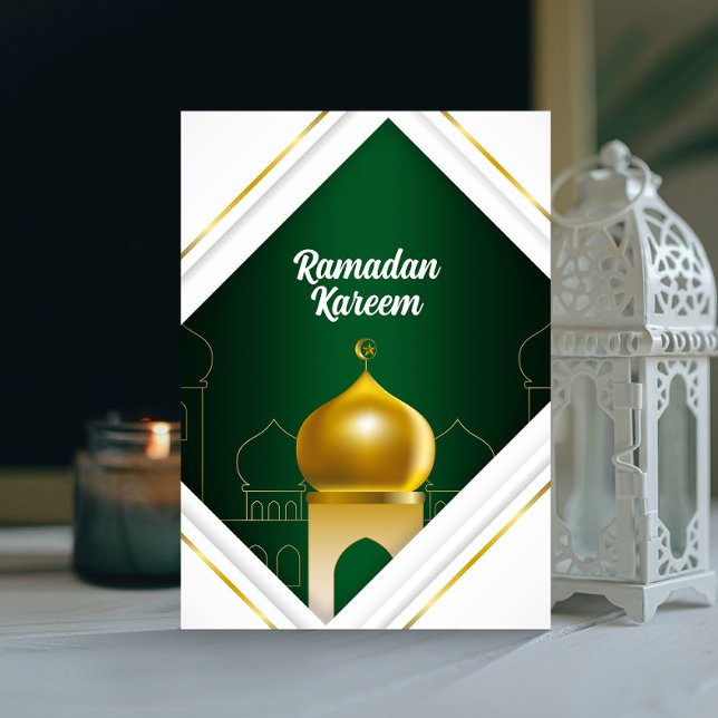 Ramadan Kareem | Carte de voeux White Modern Frame (Créateur téléchargé)