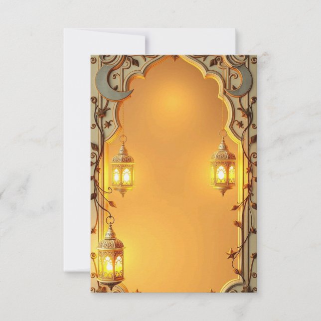 Ramadan Kareem Élégante Carte de Vœux Islamique –  (Devant)