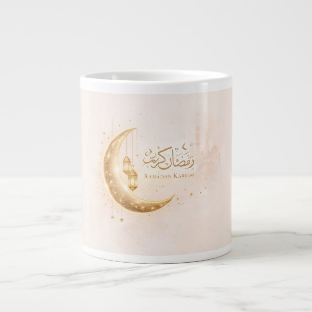 Ramadan Kareem Gold Crescent Mug – Elegant Islamic (Devant)
