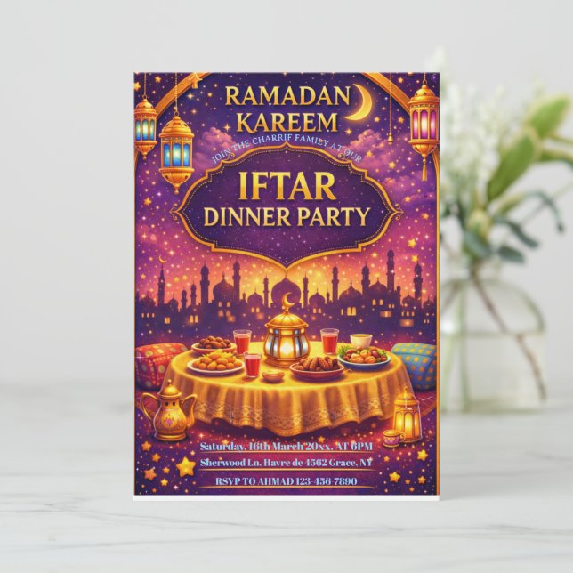 Ramadan Kareem Iftar dinner Party Invitation (Debout devant)