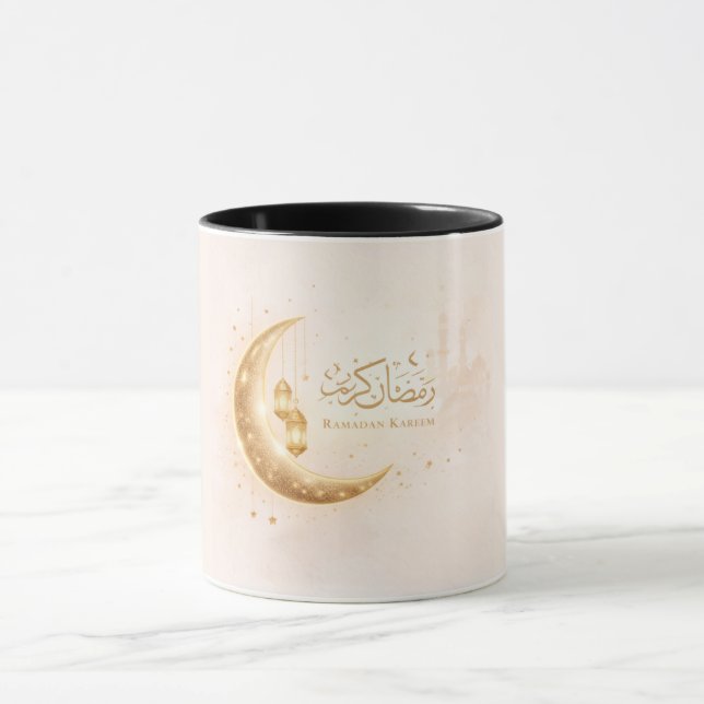 Ramadan Kareem Mug Croissant Doré – Élégant Islami (Centre)