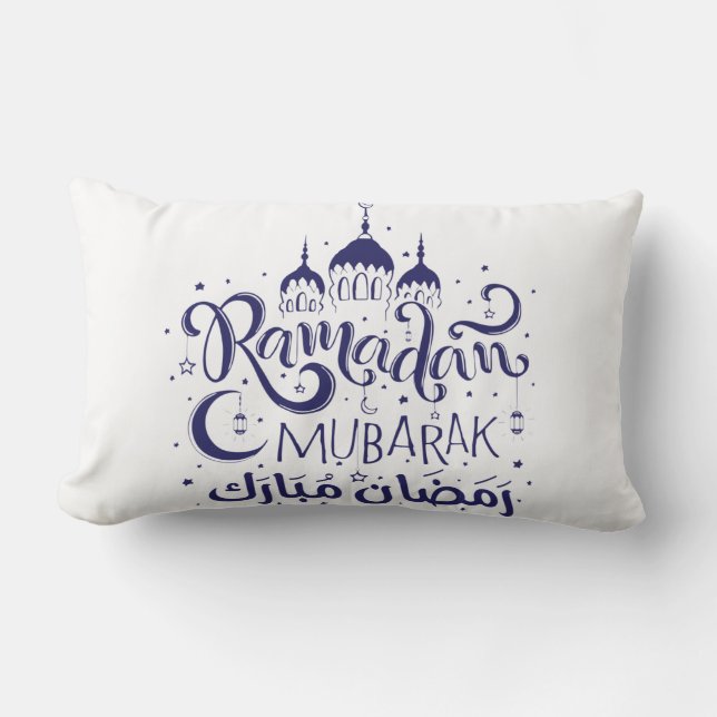Ramadan Mubarak Coussin BLueNight MoonLight Coussi (Recto)