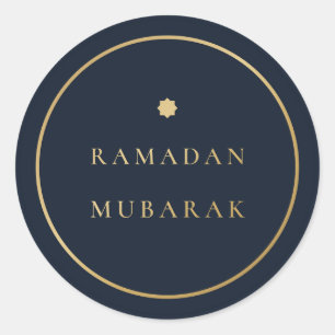 Ramadan Mubarak Élégant Autocollant Navy Or