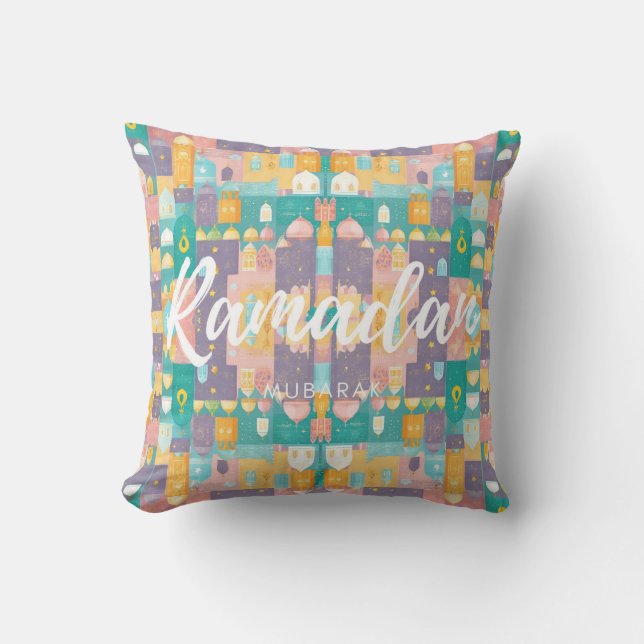 Ramadan Mubarak Pastel Couleurs Coussin (Recto)