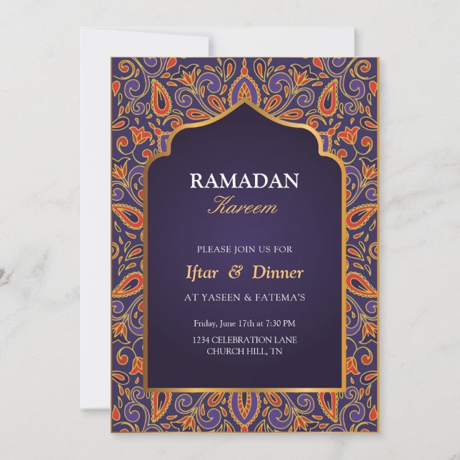 ramadan violet invitation Iftar (Devant)