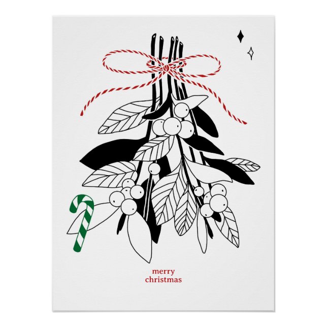 Rameaux avec baies de neige, poster brillant (Devant)