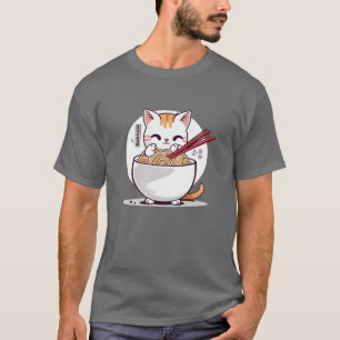 Ramen Chat Manger des nouilles Design T-shirt