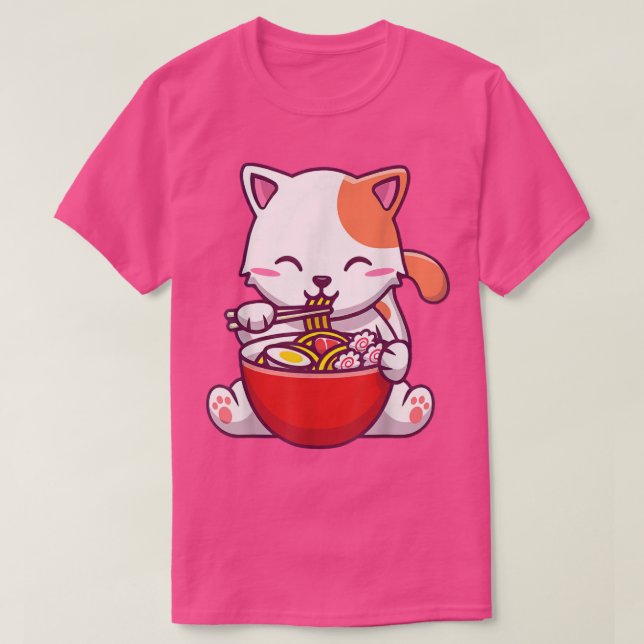 Ramen Chat Tshirt Kawaii Anime Tee Noodle japonais (Design devant)