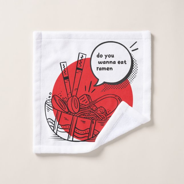 Ramen Kawaii Mignon - Nourriture Japonaise Drôle  (Gant de toilette)